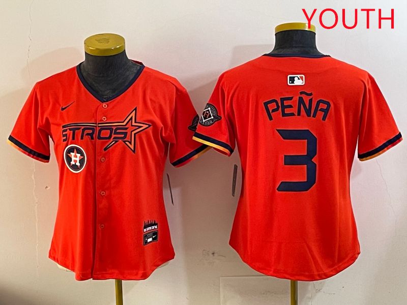 Youth Houston Astros Blank #3 Pena Three generations Joint Name 2025 Nike MLB Jersey style 8